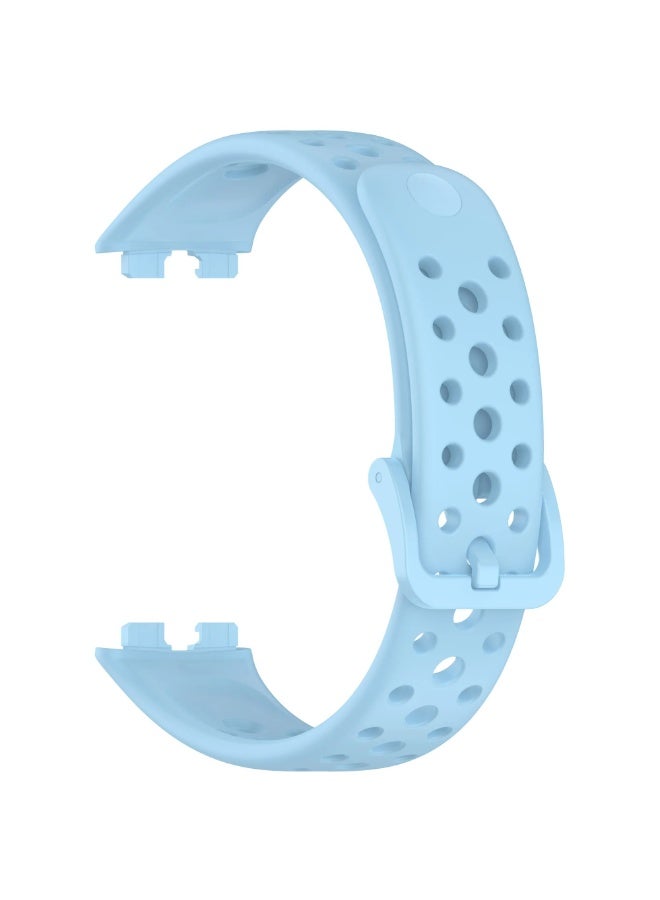 Watchband for Huawei Band 8/9/10 Soft Replacement Silicone Strap Wristband Breathable Bracelet Smart Watch (Light Blue) - Image 3