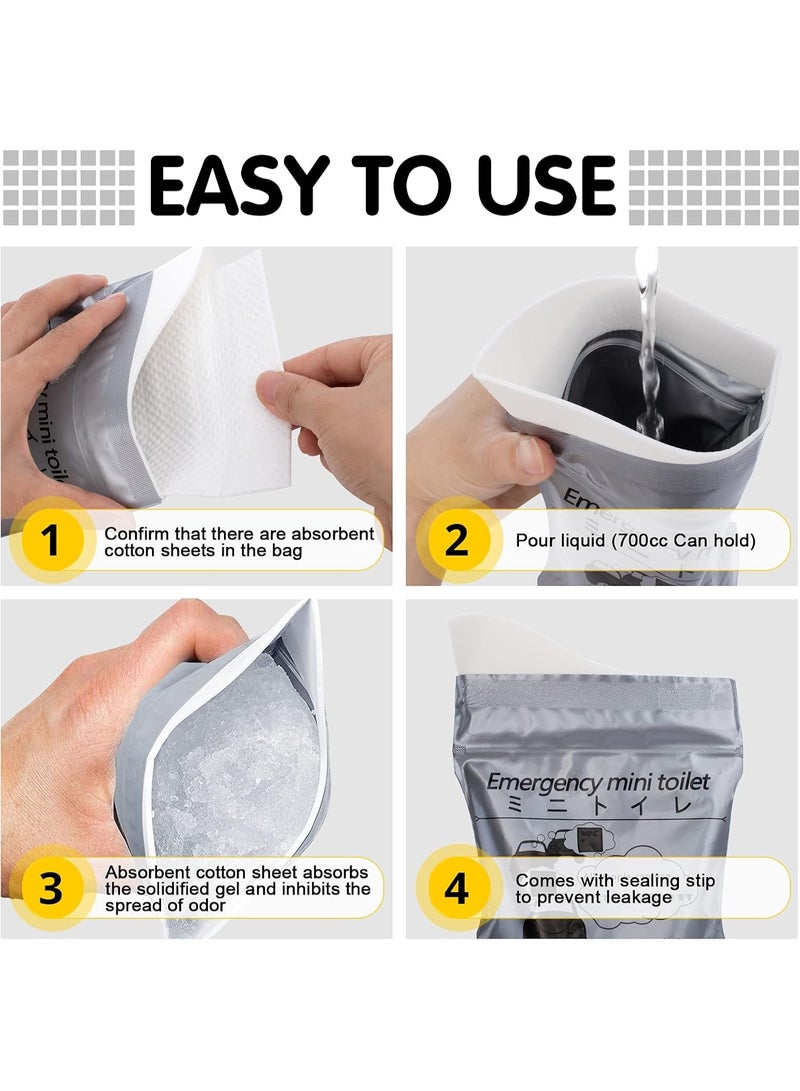 Hugifts Disposable urine bags, 700ml, 10-pack emergency portable urine bags, travel urine bags, unisex urine bags, suitable for camping, travel, traffic jams, pregnant women, children, and patients. - Image 3