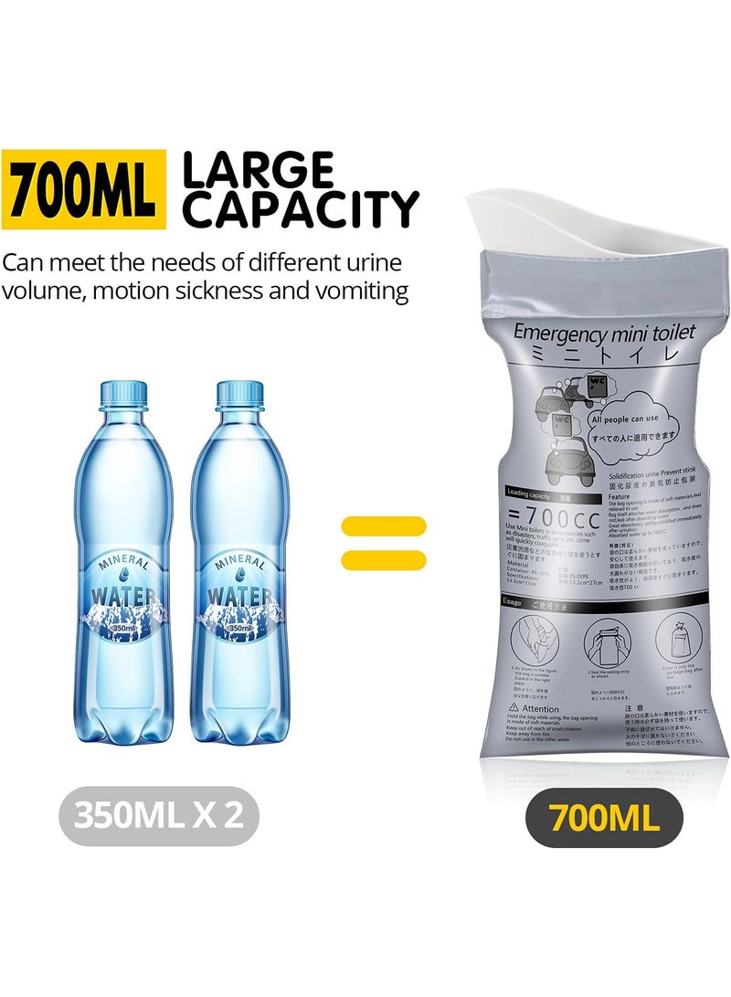 Hugifts Disposable urine bags, 700ml, 10-pack emergency portable urine bags, travel urine bags, unisex urine bags, suitable for camping, travel, traffic jams, pregnant women, children, and patients. - Image 4