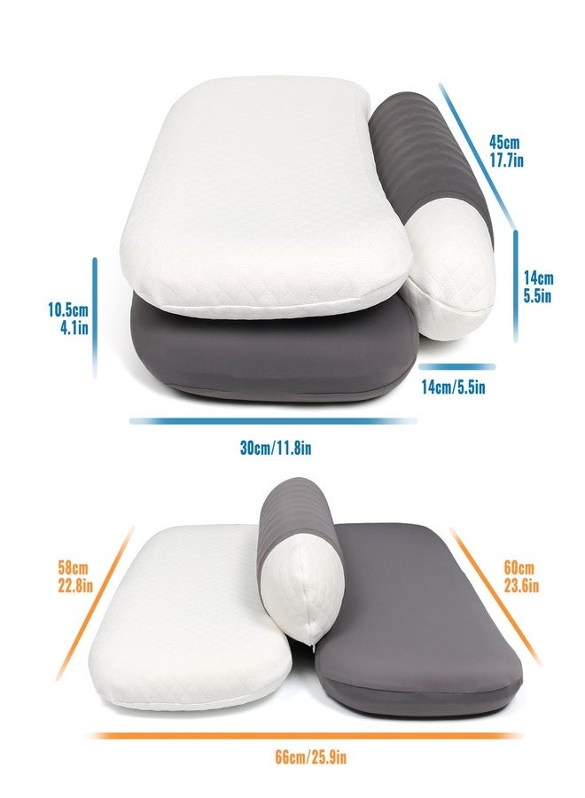 FUBOTRAD Memory Foam Tri-Functional Contour Pillow - Cervical Neck Pillow for Side Sleepers with Neck Pain, Ergonomic Support for Back Sleepers, Firm Bed Pillow for Deep Sleep, White - Image 4