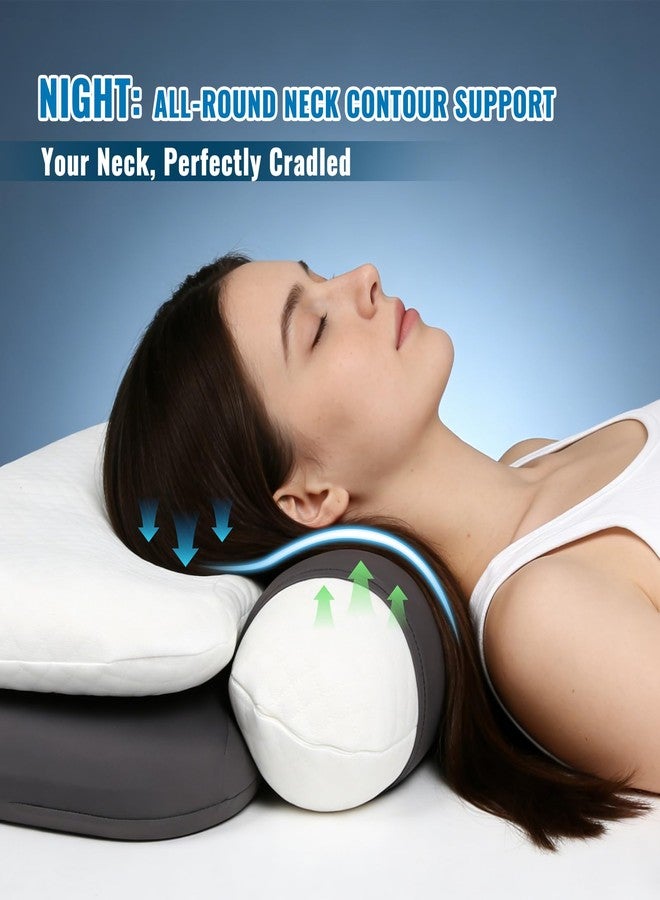 FUBOTRAD Memory Foam Tri-Functional Contour Pillow - Cervical Neck Pillow for Side Sleepers with Neck Pain, Ergonomic Support for Back Sleepers, Firm Bed Pillow for Deep Sleep, White - Image 2