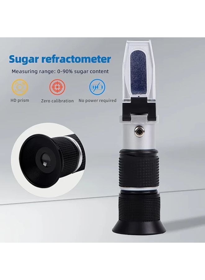 1pc Handheld 0 90 Percent Brix Refractometer For Fruit Juice Sugar Content ATC Measurement - Image 1
