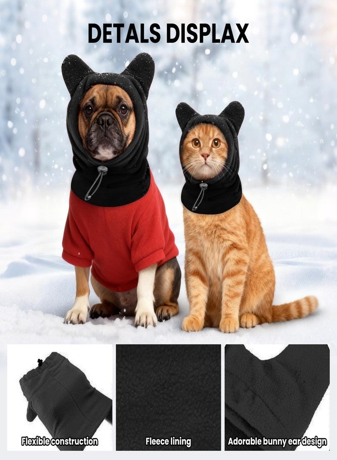ETOFIXEE Warm Hooded Hat for Dogs & Cats, Autumn/Winter Wool Pet Headwear with Cute Ears, Adjustable Pet Scarf for Cold Days, Soft Neck Warmer for Small/Medium/Large Pets (Black, Medium) - Image 3