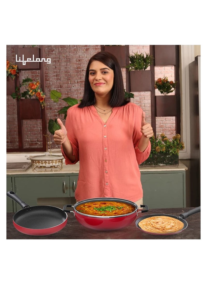 Lifelong - Induction Base Non Stick Aluminium Cookware Set Of 3 - Image 1