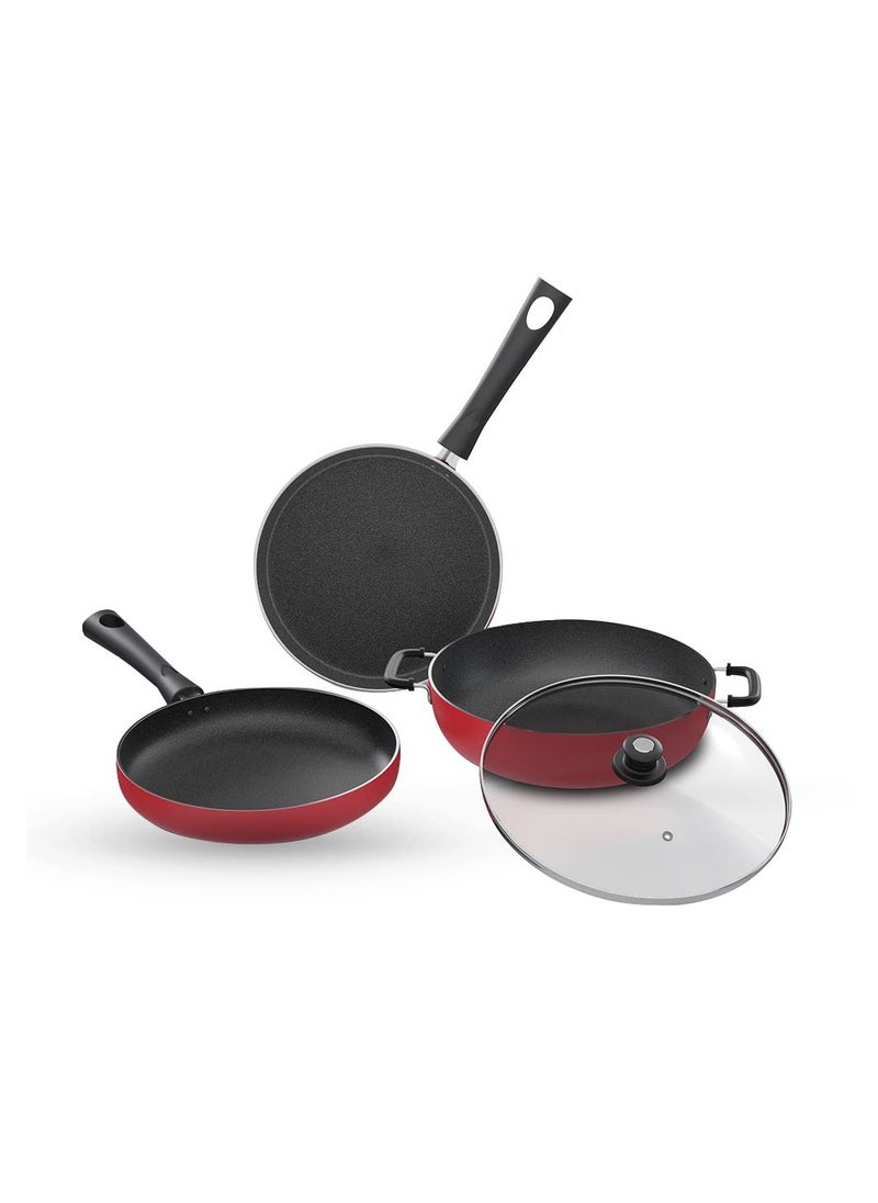 Lifelong - Induction Base Non Stick Aluminium Cookware Set Of 3 - Image 1