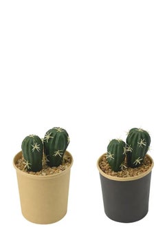 FEJKA Small cactus plant with semi-realistic thorns that comes in a multi-colored pot of 2 pieces  - Image 2