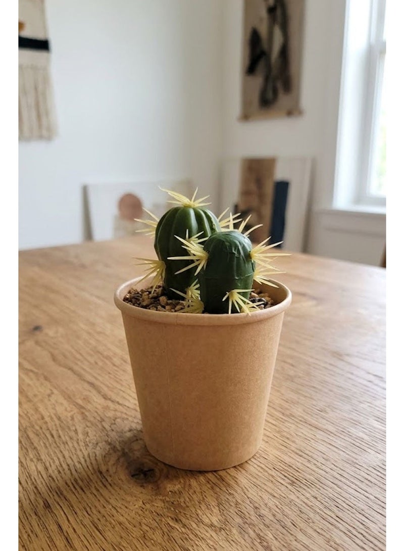 FEJKA Small cactus plant with semi-realistic thorns that comes in a multi-colored pot of - Image 1