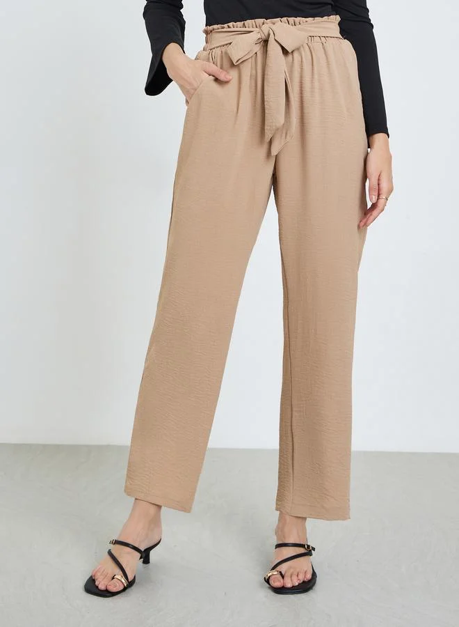 تايك تو بنطال أرجل واسعة برباط خصر