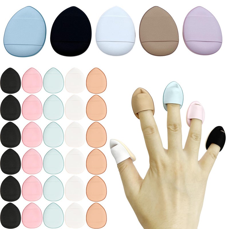 metulip 35pcs Finger Powder Puff Mini Powder Puff Finger Puff Makeup Sponge Under Eye Concealer Sponge