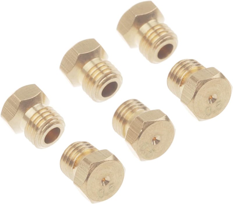 Timsec 20Pcs Brass Jet Nozzles, M6 x 0.75mm and M5 x 0.5mm Thread, 0.5mm and 0.68mm Nozzle Hole, DIY Burner Parts for Range, Stove, Oven Conversion Kit, Propane LPG Natural Gas Pipe Water Heater - Image 3