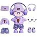 VVQUI 17cm Handcrafted Doll Clothes NO Doll 6Piece Set Hat Sweaters Skirt Headphones Glasses Shoes Cute and Premium Dolls Outfit Accessories Purple Sweaters Suit - Image 2