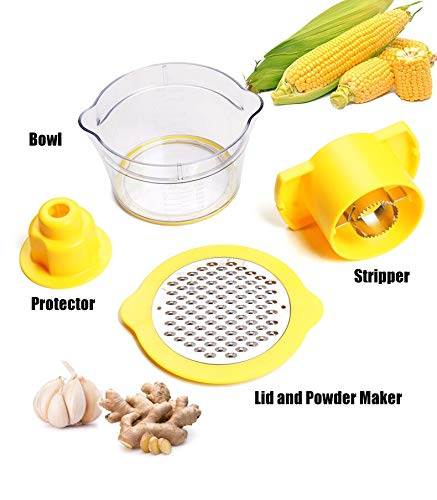 Apar Upgrade 2 in 1 MultiFunction Corn Stripper Peeler Set Box Grater for Ginger Garlic and Carrot Stainless Steel BladeNonSlip HandleGraterMeasuring Bowl - Image 5
