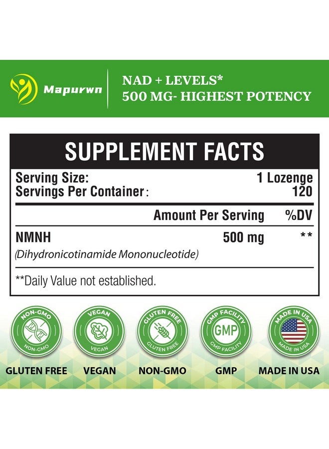Mapurwn NMNH (Dihydronicotinamide Mononucleotide),NMN Supplement Alternative, 500mg per Serving NAD Supplement to Boost NAD+ Levels As We Age, NMNH for Anti-Aging, Energy, Focus, 120 Count (120 Servings) - Image 2