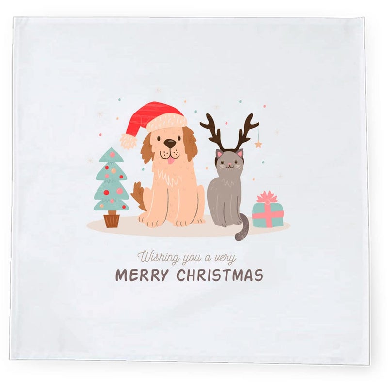 Khakee 6 Pcs Christmas Theme Silk Table Napkins 10x 10 for Xmas Decoration Christmas OrnamentsChristmas Giftxmas21578 - Image 3