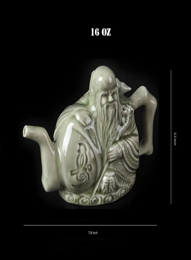RORA Assassins Teapot Ceramic Handmade Magic Tea Kettle for Three Drinks in One Pot, Two Heart Design Chinese Tea Pot with Mini Funnel, 16 oz - Image 5