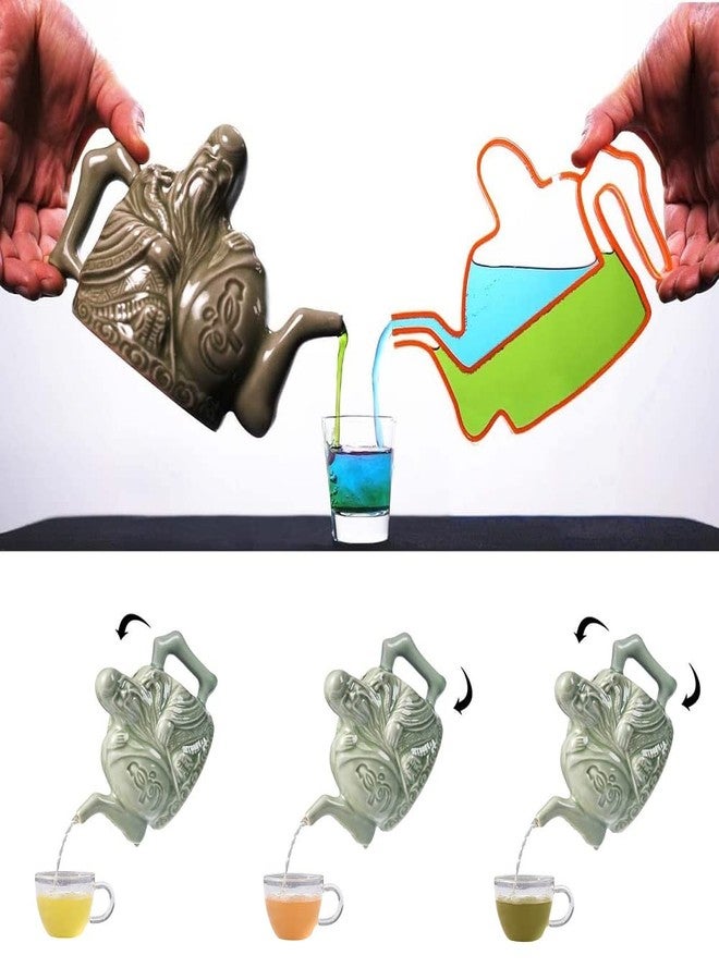 RORA Assassins Teapot Ceramic Handmade Magic Tea Kettle for Three Drinks in One Pot, Two Heart Design Chinese Tea Pot with Mini Funnel, 16 oz - Image 3