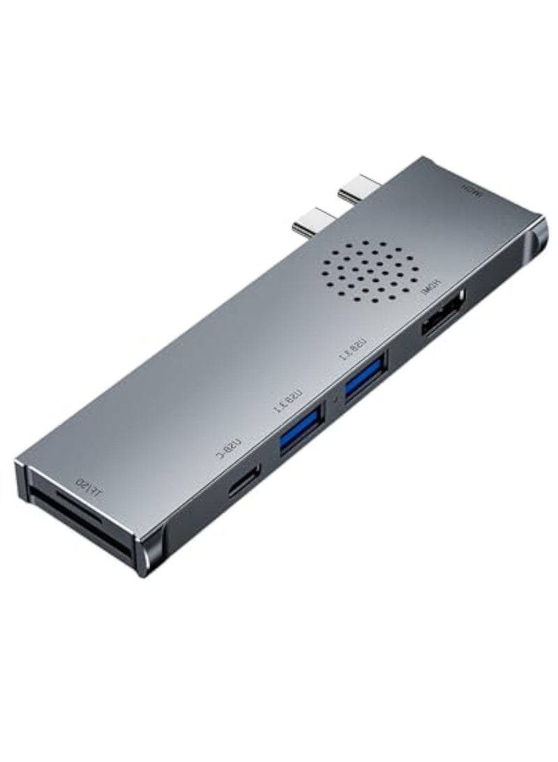 KASTWAVE Aluminum USB C Hub for MacBook Pro/Air, 7-in-2 Triple Display Multiport Adapter, Portable USB Adapter Multiport Expander, with 2*HDMI 4K@30Hz Port, 100W PD, 2*USB 3.1, SD & Micro SD Card Reader - Image 1