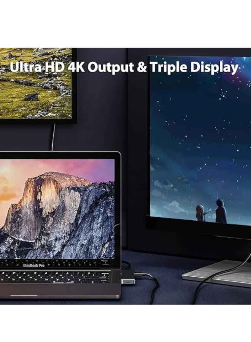 KASTWAVE Aluminum USB C Hub for MacBook Pro/Air, 7-in-2 Triple Display Multiport Adapter, Portable USB Adapter Multiport Expander, with 2*HDMI 4K@30Hz Port, 100W PD, 2*USB 3.1, SD & Micro SD Card Reader - Image 4
