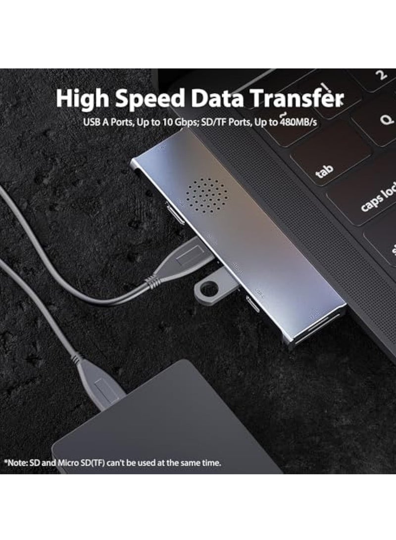 KASTWAVE Aluminum USB C Hub for MacBook Pro/Air, 7-in-2 Triple Display Multiport Adapter, Portable USB Adapter Multiport Expander, with 2*HDMI 4K@30Hz Port, 100W PD, 2*USB 3.1, SD & Micro SD Card Reader - Image 5