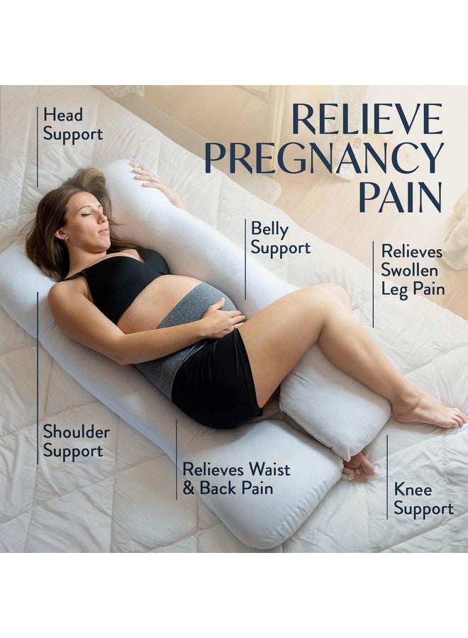 Digital Decor Premium Full Body Maternity Pillow, U.S. Made, Hypoallergenic, 100% Cotton U Shaped Pregnancy Pillow for Side Sleepers, 35" x 65" - Image 4