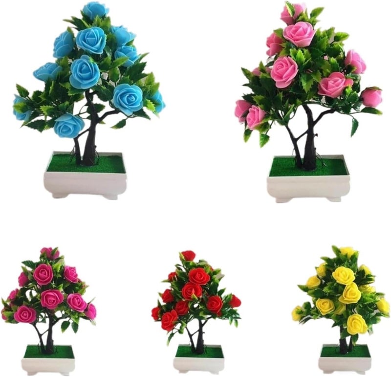 3pcs Artificial Potted Flower Plant Bonsai Outdoor Indoor Garden Home Birthday Party Decorations Wedding(Yellow) - Image 1
