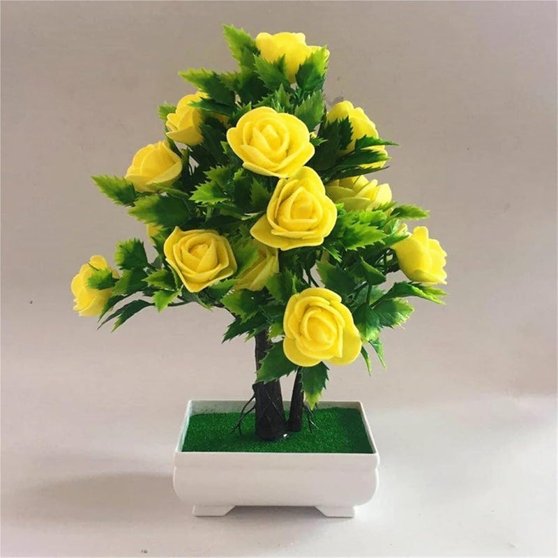 3pcs Artificial Potted Flower Plant Bonsai Outdoor Indoor Garden Home Birthday Party Decorations Wedding(Yellow) - Image 2