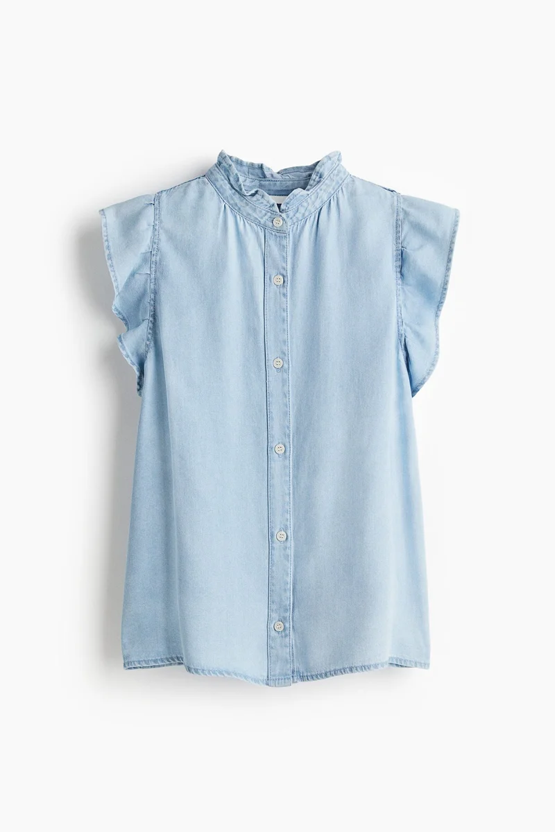 اتش اند ام Frill-trimmed denim blouse