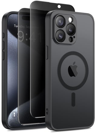 Magnetic for iPhone 15 Pro Case, Compatible with MagSafe,[Full Camera Protection][Privacy Screen Protector] Non-Slip Translucent Shockproof Phone Cover for iPhone 15 Pro 6.1" (Matte Black) - pzsku/Z54AA6EAA5EE9E59FDD5FZ/45/1747643920/d48af159-8c98-48e7-9ec5-ef165008f44c