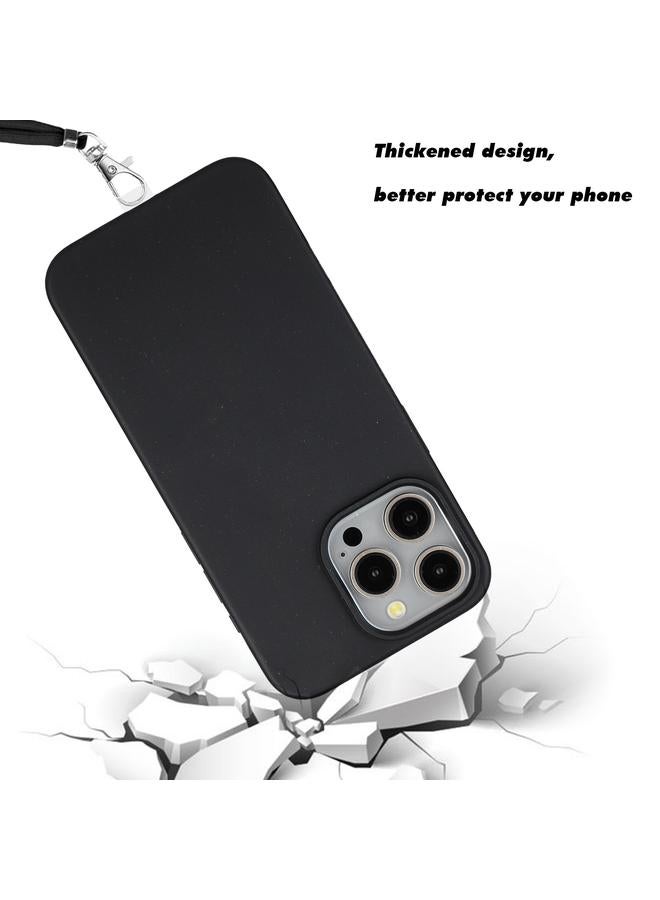 S-TOP Case For iPhone 15 Pro Max Wheat MagSafe Magnetic Straw Material + TPU Phone Case with Lanyard - Image 3
