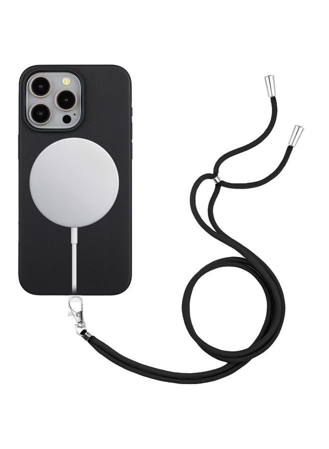 S-TOP Case For iPhone 15 Pro Max Wheat MagSafe Magnetic Straw Material + TPU Phone Case with Lanyard - Image 1