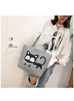 SYOSI Tote Bag Canvas Cute Cat Handbag Large Shopping Bag Reusable Grocery Beach Bag with Zipper for Women Girls  - Image 5