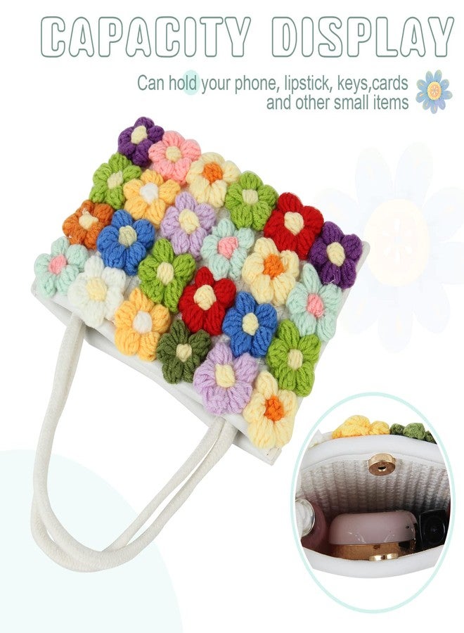 SUKUTU Women Small Flower Handwoven Crossbody Handbag Cute Multicolored Purse Bag Cotton Crochet Shoulder Bag - Image 5