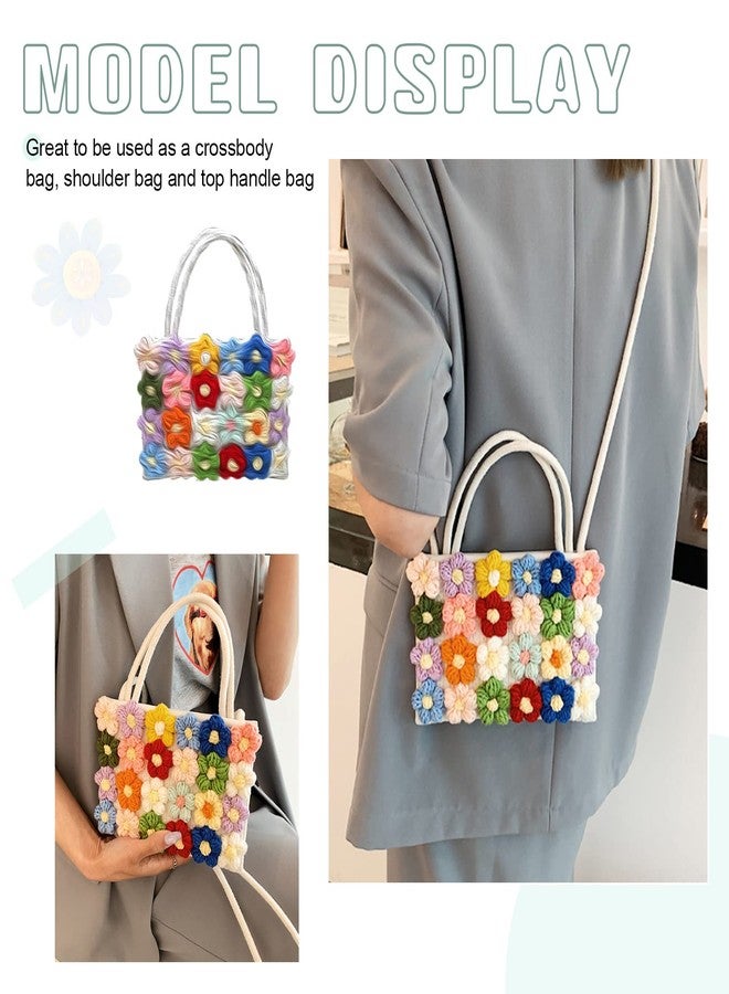 SUKUTU Women Small Flower Handwoven Crossbody Handbag Cute Multicolored Purse Bag Cotton Crochet Shoulder Bag - Image 2