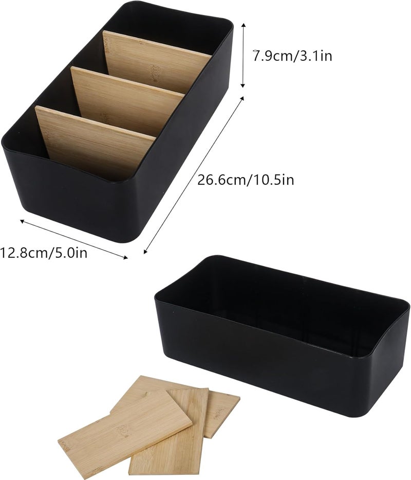 Klmnop Seasoning Packet Organizer, Spice Packet Storage Organizer with Removable Dividers, Bamboo Wood Storage Caddy for Kitchen, Pantry, Cabinet, Countertop(Black) - Image 2