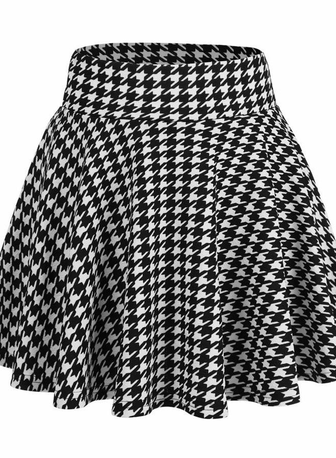 DJT Fashion Women's Casual Stretchy Flared Pleated Mini Skater Skirt with Shorts, Black and White, S - Image 2