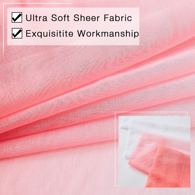July Joy Ombre Faux Linen Stretains for Girls Bedroom Rod Pocket 2 Tone Tone Foile Semi Semi Stretains Privacy and Light Filtering مجموعة من 2 لوحات أحمر الخدود 54 × 63 بوصة الطول - Image 5