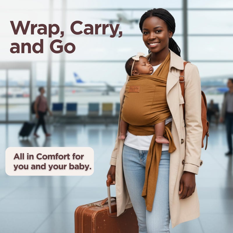 Max&So Baby Wrap Carrier - Premium Cotton Baby Carrier Wrap for Newborn to Toddler- Infant Carrier- Baby Holder One Size Fits All with Front Pocket by Max&so - Image 2