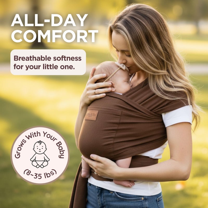 Max&So Baby Wrap Carrier - Premium Cotton Baby Carrier Wrap for Newborn to Toddler- Infant Carrier- Baby Holder One Size Fits All with Front Pocket by Max&so - Image 5