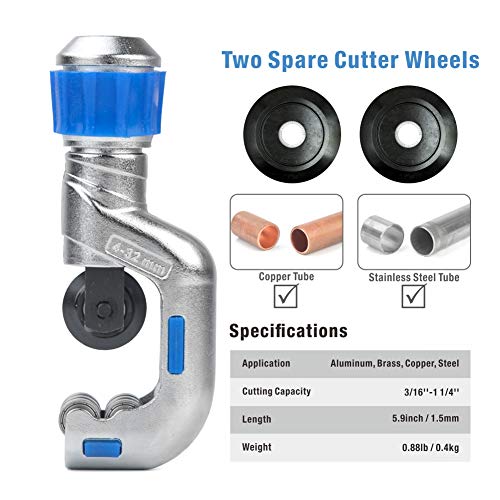 IWISS iCrimp Copper Tubing Cutter, 3/16-inch to 1-1/4-inch Tube Cutter, for Stainless Steel, CSST Tubing Cutter with 2 Pack Replacement Blades - Image 2