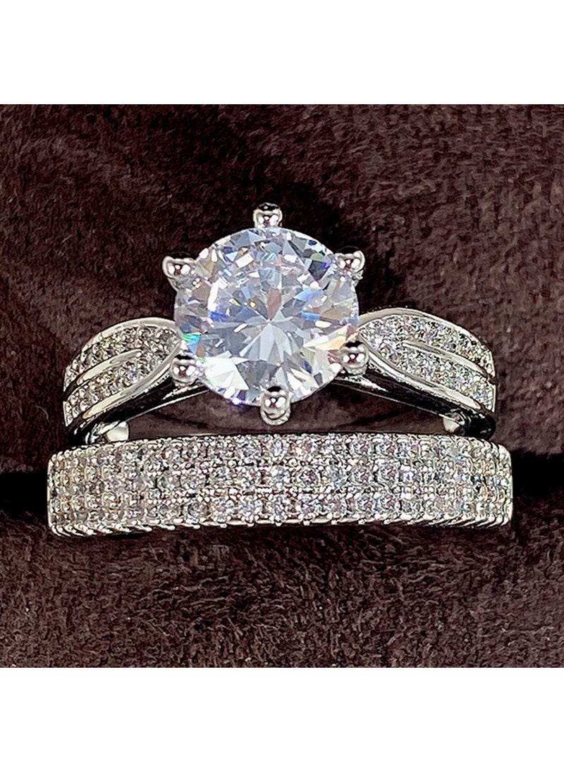 Generic - Luxury Vintage Couple Wedding Band Set White Gold - Image 1
