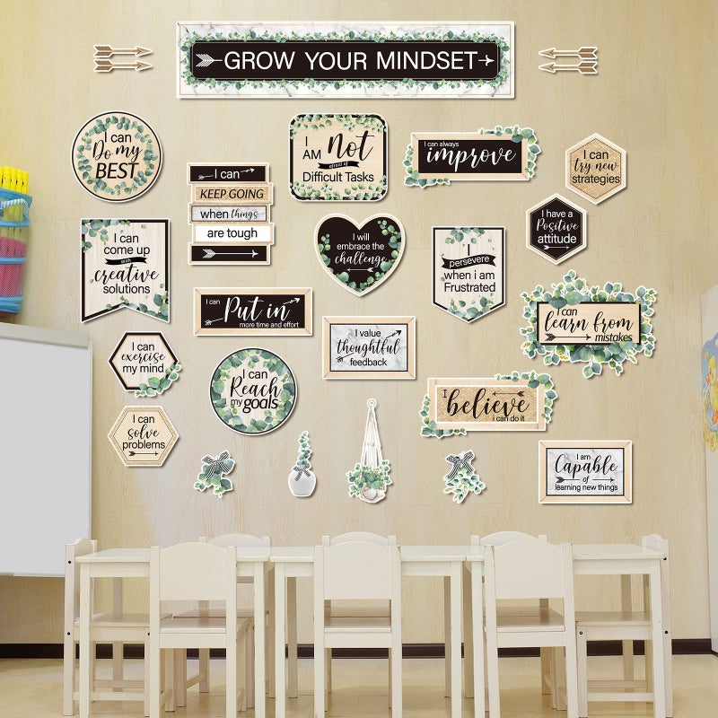Pajean 26 Pieces Growth Mindset Posters Bulletin Board Grow Your Mindset Positive Sayings Accents Set for Middle and High School Classroom or Home Decorations, Teachers and Students Bedroom Playroom Decor - Image 4