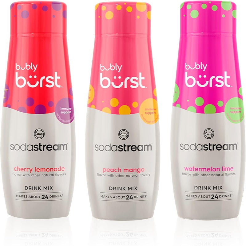 SodaStream Bubly Burst Variety Pack Drink Mix - Cherry Lemonade, Peach Mango, Watermelon Lime (440ml, Pack of 3) - Image 1