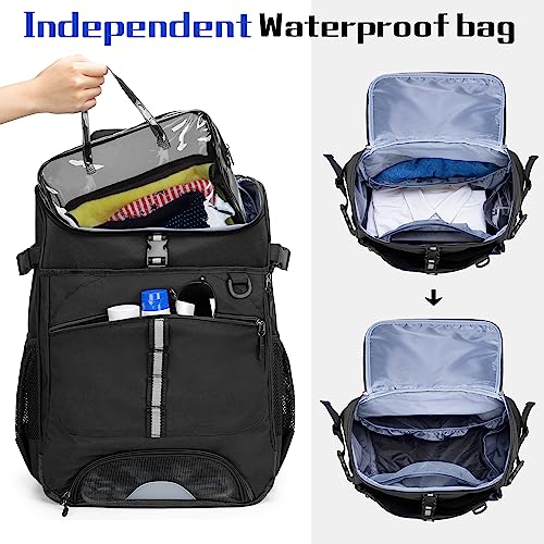 GOBUROS Swim Backpack for Swimmers, Swim Equipment Bag with Additional PVC Transparent Bag for Workout Gear, Swimming Backpack for Swimming, Pool, Beach and Gym, Black - Image 3