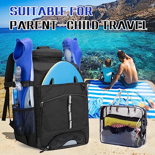 GOBUROS Swim Backpack for Swimmers, Swim Equipment Bag with Additional PVC Transparent Bag for Workout Gear, Swimming Backpack for Swimming, Pool, Beach and Gym, Black - Image 5