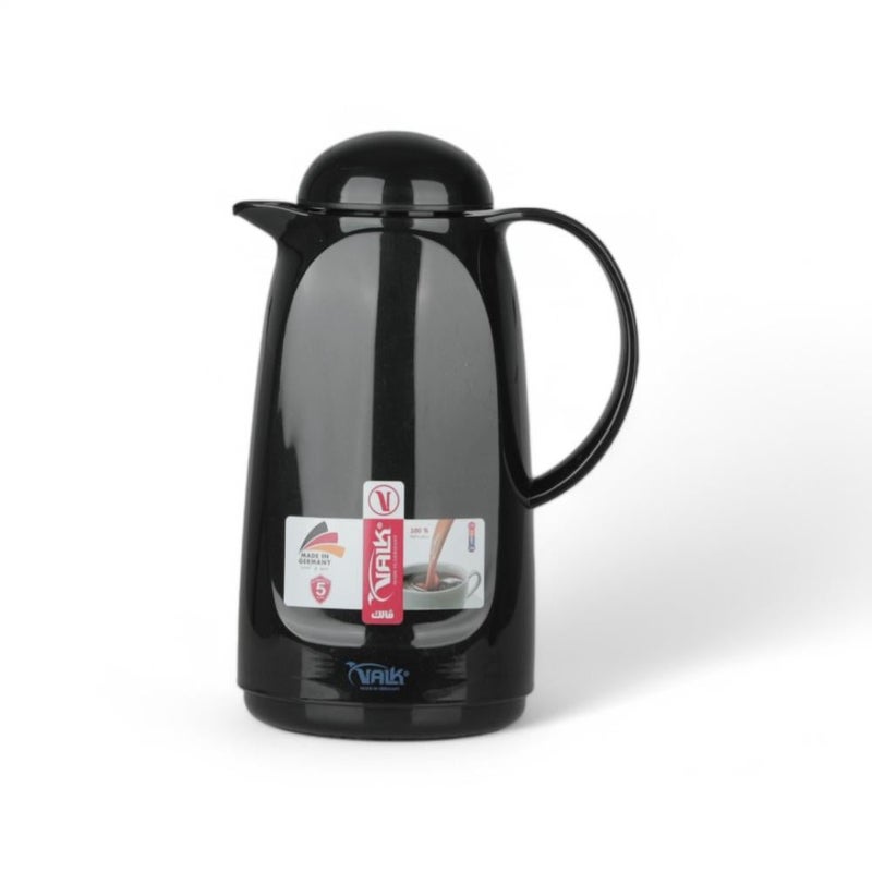 VALK German Thermos 1 Liter Black Color - Decorative Stainless Steel Coffee & Tea Pot, Premium Serveware for Wedding & Home Decor