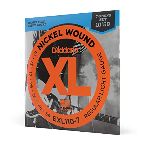 D'Addario EXL110-7 7-String Nickel Wound Electric Guitar Strings, Regular Light, 10-59 - Image 1