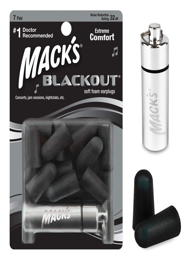 Mack's Blackout Soft Foam Earplugs, 7 Pair with Travel Case - 32 dB Highest NRR, Comfortable Ear Plugs for Concerts, Jam Sessions, Nightclubs, Loud Events and Shooting Sports - Image 1