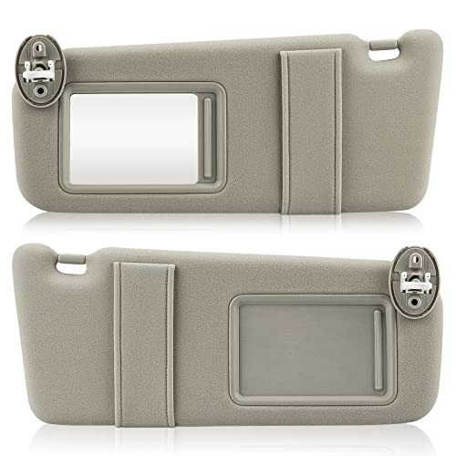 Hurotoms Left Driver & Right Passenger Side Sun Visor with Light and Sunroof, Beige Sunvisor for Toyota Venza 2009 2010 2011 2012 2013 2014 2015 2016, Replacement 74320-0T022-B1,74310-0T022-B1,1 Pair - Image 1