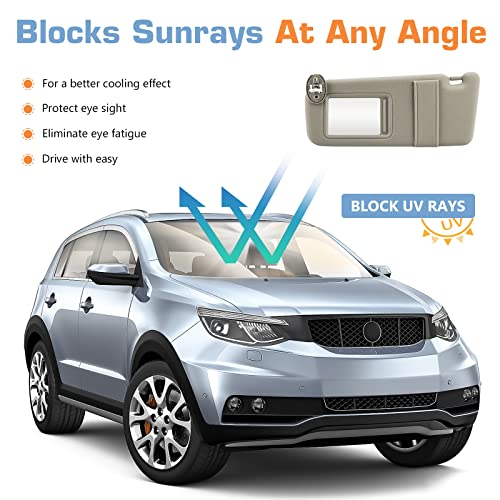 Hurotoms Left Driver & Right Passenger Side Sun Visor with Light and Sunroof, Beige Sunvisor for Toyota Venza 2009 2010 2011 2012 2013 2014 2015 2016, Replacement 74320-0T022-B1,74310-0T022-B1,1 Pair - Image 4