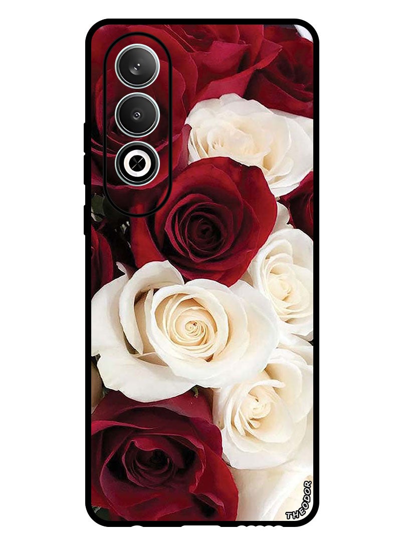 Theodor Protective Case Anti Scratch Shock Proof Bumper Cover For Oppo K12 White & Red Flower - Image 1